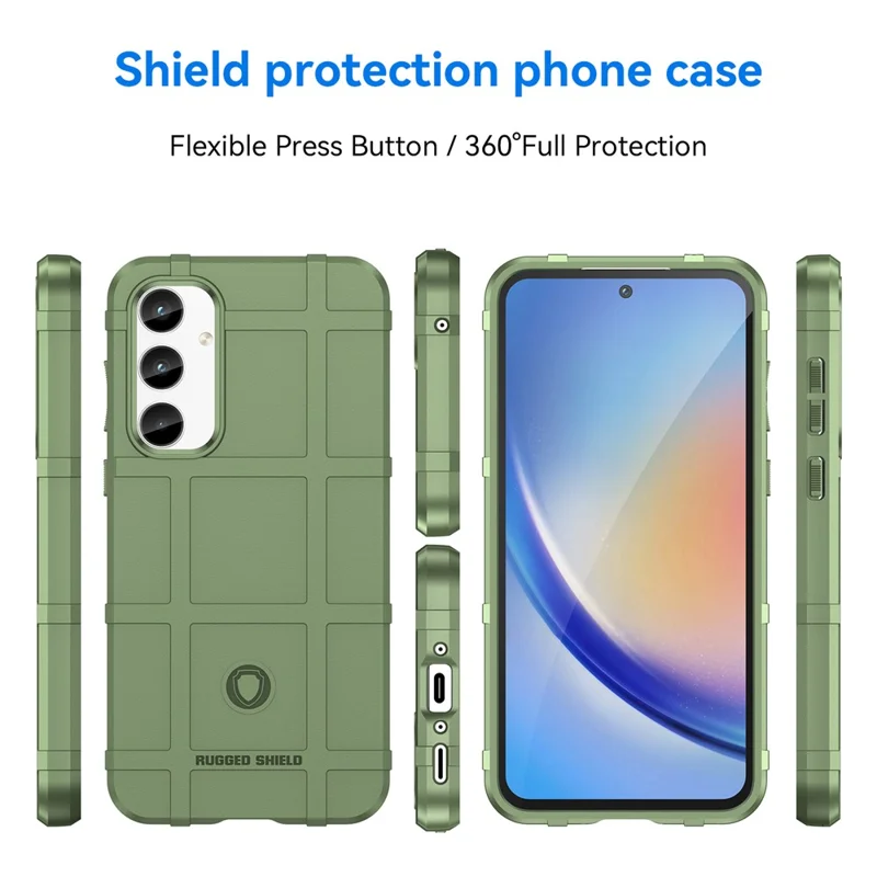 For Samsung Galaxy A35 5G TPU Phone Case Shockproof Cell Phone Cover with Square Grid Texture - Green