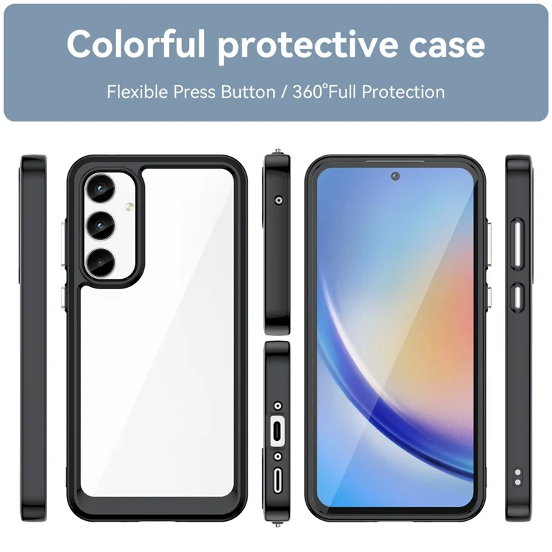 For Samsung Galaxy A35 5G Case TPU+Acrylic Hybrid Phone Cover - Black