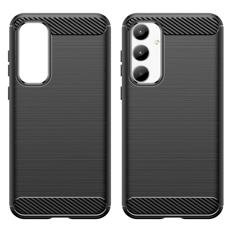 For Samsung Galaxy A35 5G Case Carbon Fiber Texture Phone Shell Anti-Dust TPU Phone Cover - Black