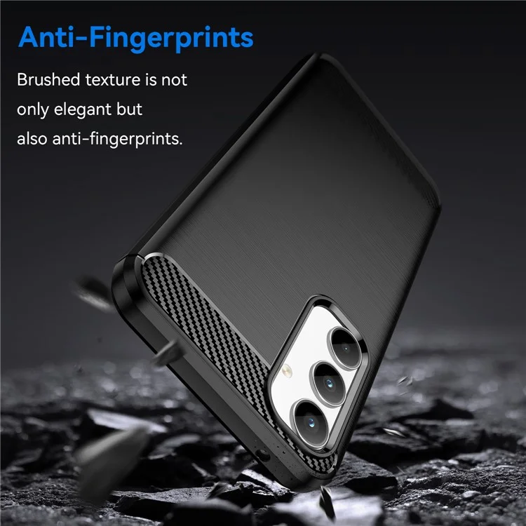 For Samsung Galaxy A35 5G Case Carbon Fiber Texture Phone Shell Anti-Dust TPU Phone Cover - Black