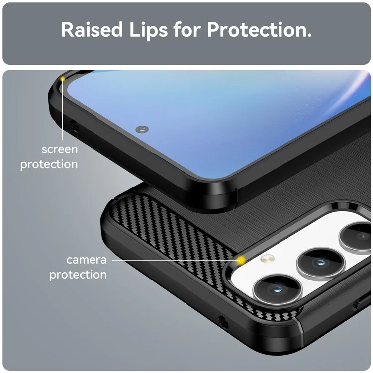 For Samsung Galaxy A35 5G Case Carbon Fiber Texture Phone Shell Anti-Dust TPU Phone Cover - Black