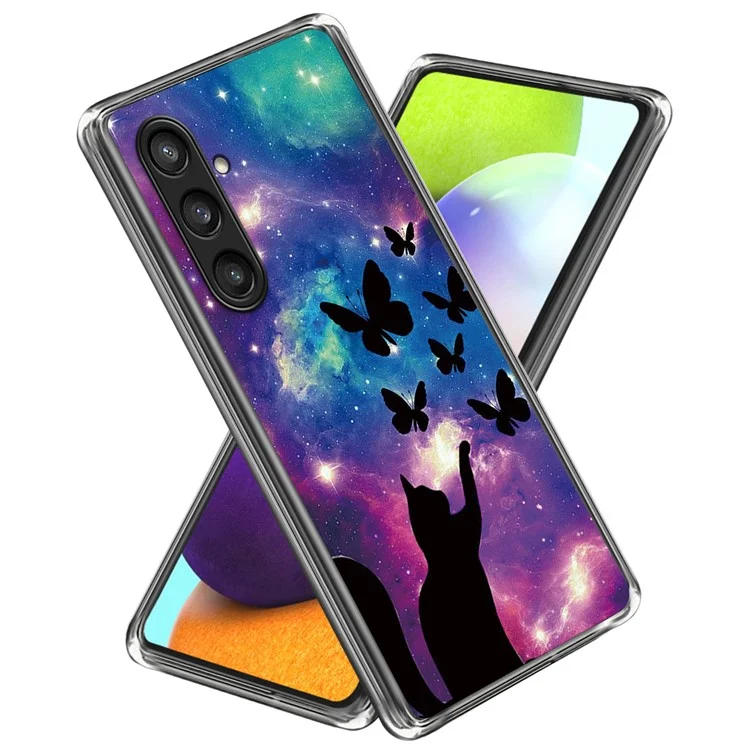 Для Samsung Galaxy S23 FE IMD узорный чехол Мягкий TPU противоударный задняя крышка - Кошка и бабочки