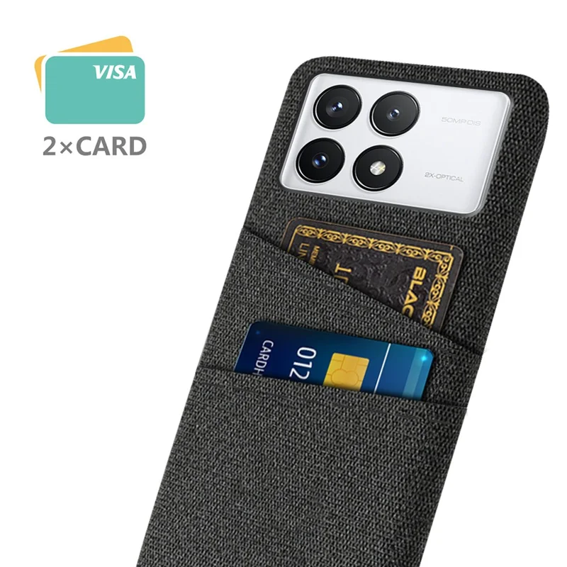 For Xiaomi Poco F6 Pro 5G / Redmi K70 5G / K70 Pro 5G Case with Card Slots Cloth Texture Phone Cover - Black