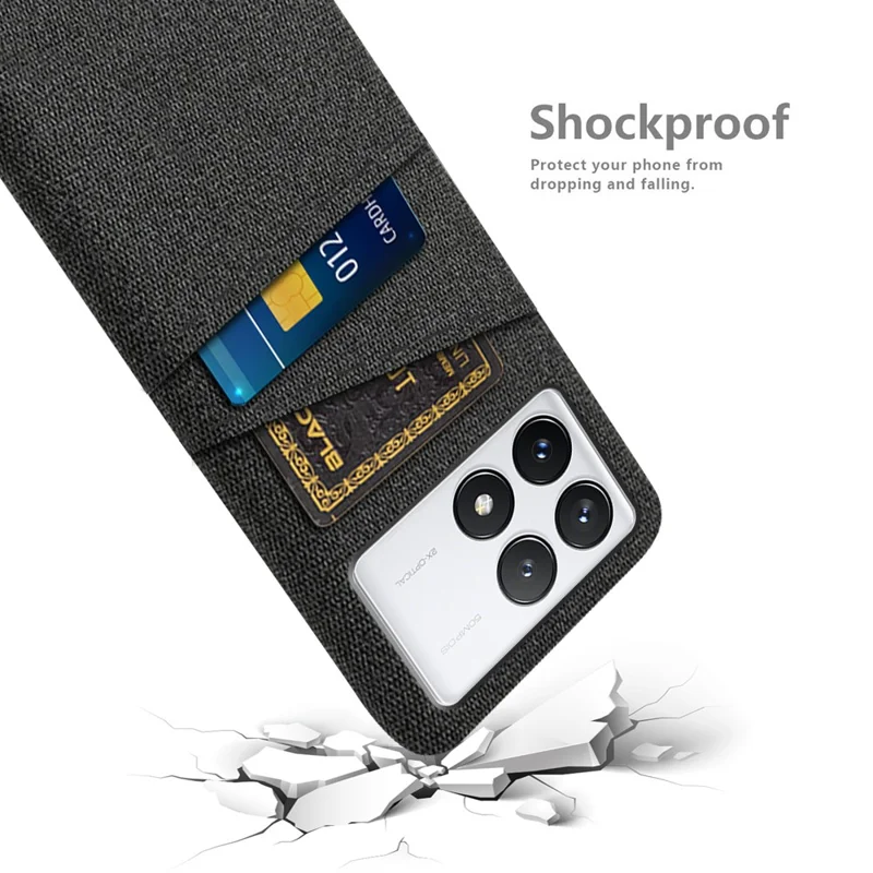 For Xiaomi Poco F6 Pro 5G / Redmi K70 5G / K70 Pro 5G Case with Card Slots Cloth Texture Phone Cover - Black