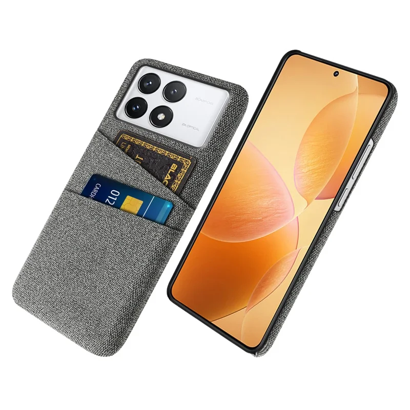 For Xiaomi Poco F6 Pro 5G / Redmi K70 5G / K70 Pro 5G Case with Card Slots Cloth Texture Phone Cover - Grey