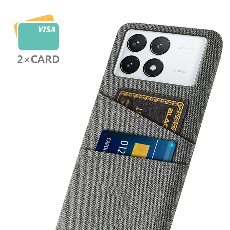 For Xiaomi Poco F6 Pro 5G / Redmi K70 5G / K70 Pro 5G Case with Card Slots Cloth Texture Phone Cover - Grey