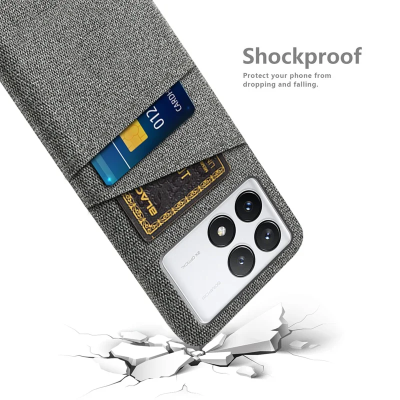 For Xiaomi Poco F6 Pro 5G / Redmi K70 5G / K70 Pro 5G Case with Card Slots Cloth Texture Phone Cover - Grey