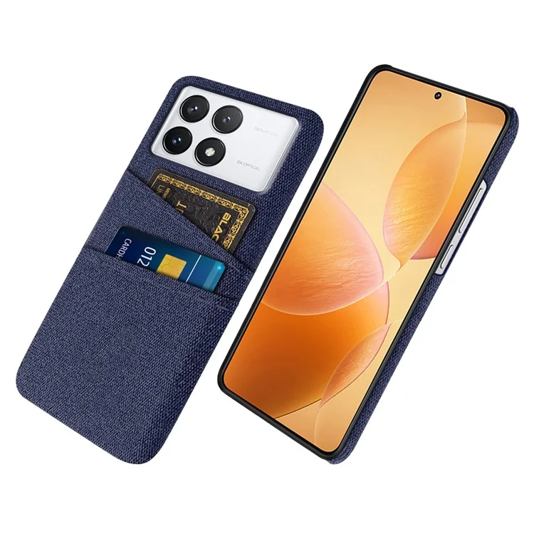 Для Xiaomi Poco F6 Pro 5G / Redmi K70 5G / K70 Pro 5G Чехол с слотами для карт Тканевая текстура Чехол для телефона - Синий