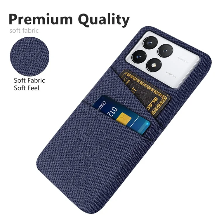 Для Xiaomi Poco F6 Pro 5G / Redmi K70 5G / K70 Pro 5G Чехол с слотами для карт Тканевая текстура Чехол для телефона - Синий