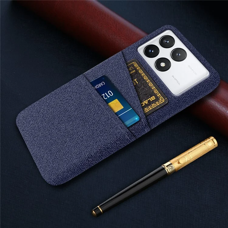 Для Xiaomi Poco F6 Pro 5G / Redmi K70 5G / K70 Pro 5G Чехол с слотами для карт Тканевая текстура Чехол для телефона - Синий