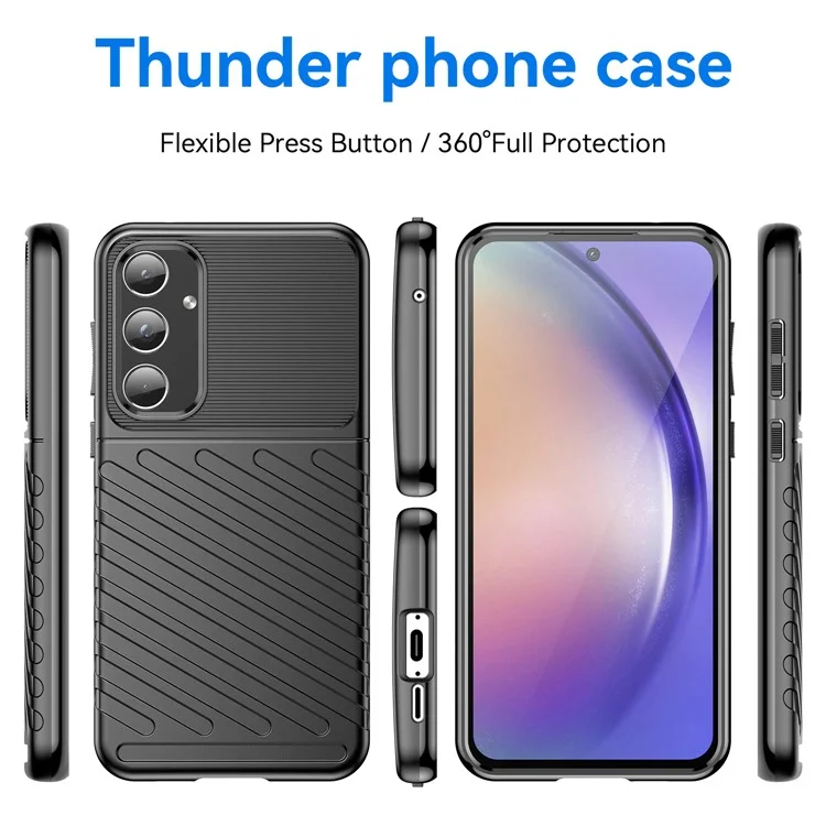 Serie Thunder para Samsung Galaxy A55 5G Funda de teléfono Funda de teléfono flexible de TPU - Negro