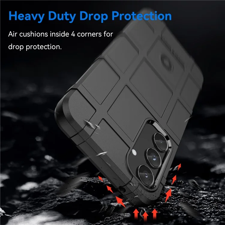 Para Samsung Galaxy A55 5G Case Anti-Scratch Square Grid TPU Shell Phone Cover - Preto
