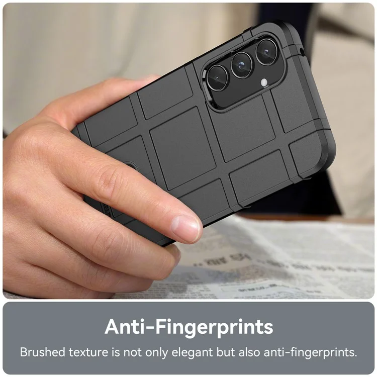 Para Samsung Galaxy A55 5G Case Anti-Scratch Square Grid TPU Shell Phone Cover - Preto