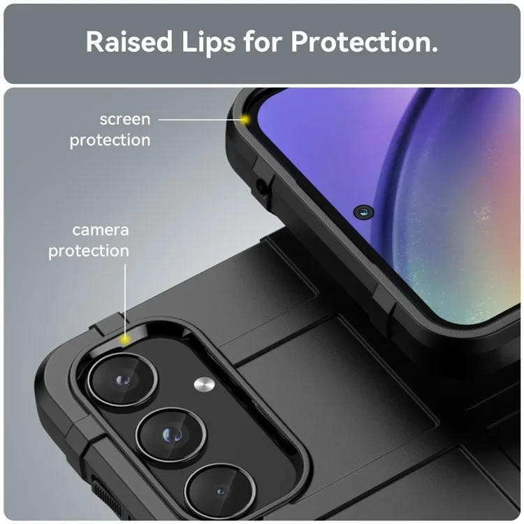 Para Samsung Galaxy A55 5G Case Anti-Scratch Square Grid TPU Shell Phone Cover - Preto