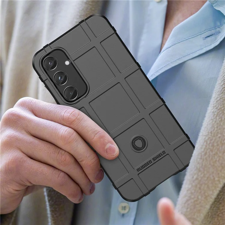 Para Samsung Galaxy A55 5G Case Anti-Scratch Square Grid TPU Shell Phone Cover - Preto
