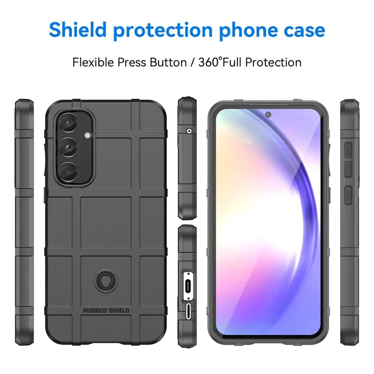 Para Samsung Galaxy A55 5G Case Anti-Scratch Square Grid TPU Shell Phone Cover - Preto