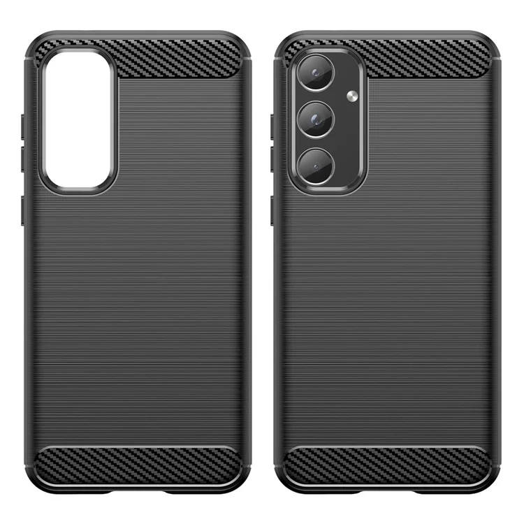 Capa de Telefone Para Samsung Galaxy A55 5G Textura de Fibra de Carbono TPU Tampa - Preto