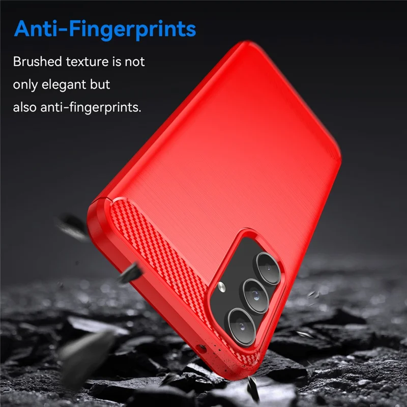 Phone Case For Samsung Galaxy A55 5G Carbon Fiber Texture TPU Phone Cover - Red