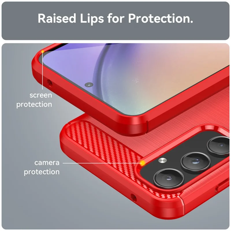 Phone Case For Samsung Galaxy A55 5G Carbon Fiber Texture TPU Phone Cover - Red