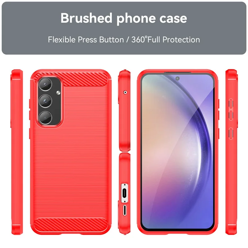 Phone Case For Samsung Galaxy A55 5G Carbon Fiber Texture TPU Phone Cover - Red