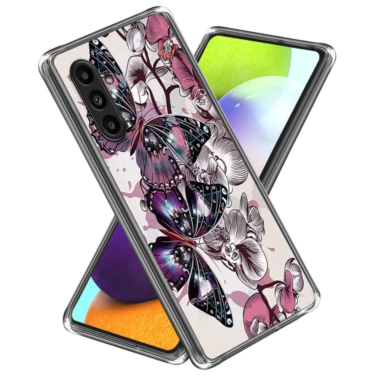 For Samsung Galaxy A14 4G / 5G TPU Phone Case IMD Pattern Fashion Slim Protective Cover - Purple Butterflies