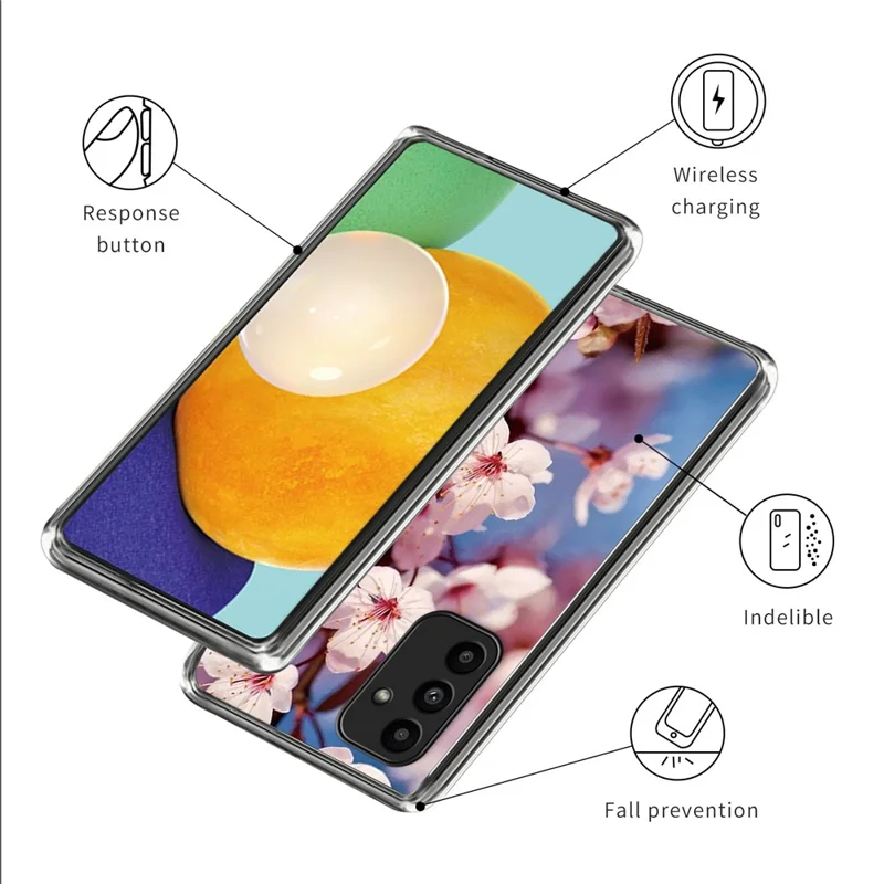 For Samsung Galaxy A15 4G / 5G TPU Phone Case Pattern Printing Anti-Scratch Shockproof - Peach Blossom