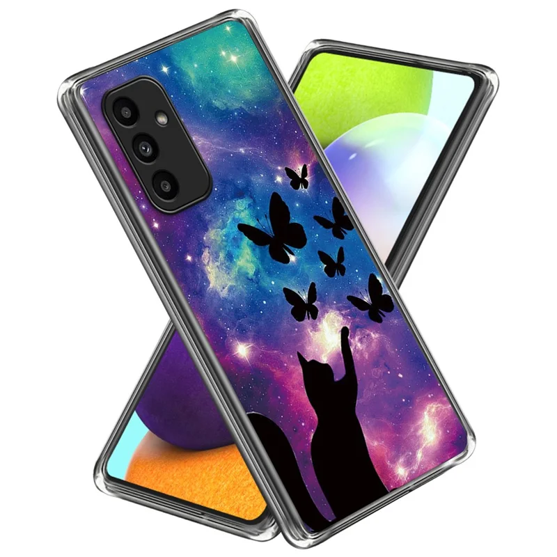 For Samsung Galaxy A15 4G / 5G TPU Phone Case Pattern Printing Anti-Scratch Shockproof - Cat and Butterflies