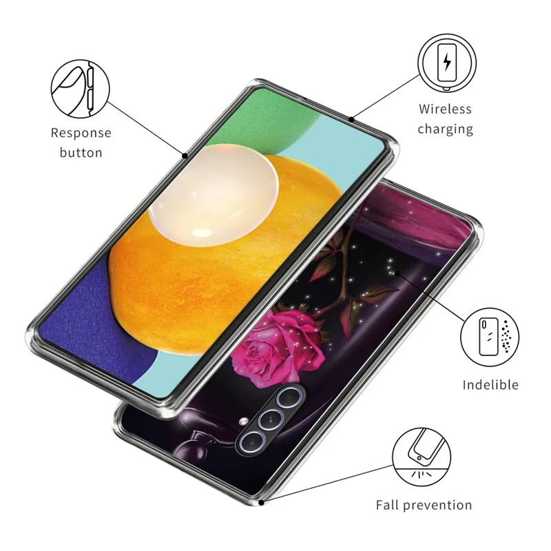 For Samsung Galaxy A54 5G Phone Case with Pattern Ultra Slim Back Cover - Rose
