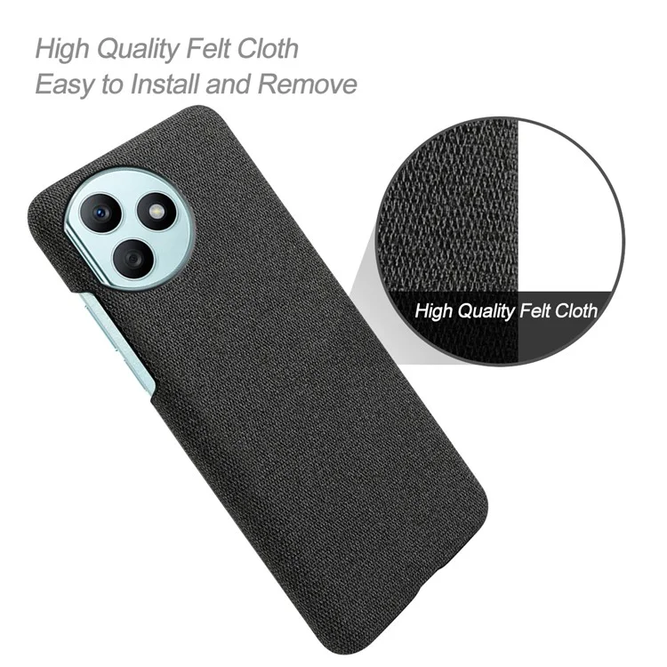 Funda de teléfono resistente a los arañazos For Honor X50i+ 5G con tela y protección de PC - Negro