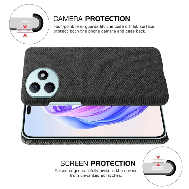 Funda de teléfono resistente a los arañazos For Honor X50i+ 5G con tela y protección de PC - Negro