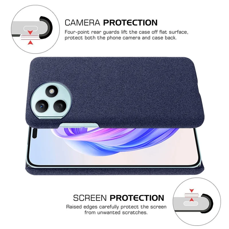 For Honor X50i+ 5G Anti-Scratch Phone Case Cloth+PC Protection Phone Cover - Blue