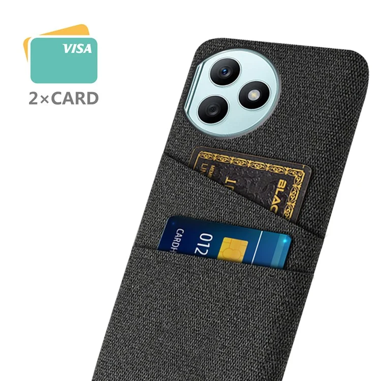For Honor X50i+ 5G Funda de Teléfono a Prueba de Golpes con Ranuras para Tarjetas Textura de Tela Funda de Teléfono de PC - Negro