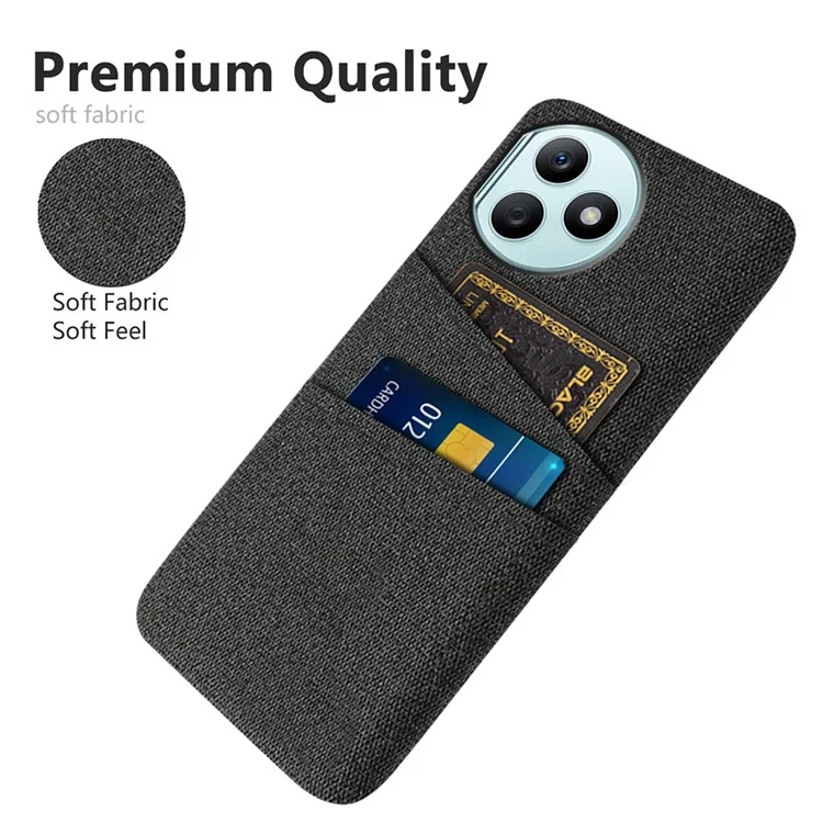 For Honor X50i+ 5G Funda de Teléfono a Prueba de Golpes con Ranuras para Tarjetas Textura de Tela Funda de Teléfono de PC - Negro