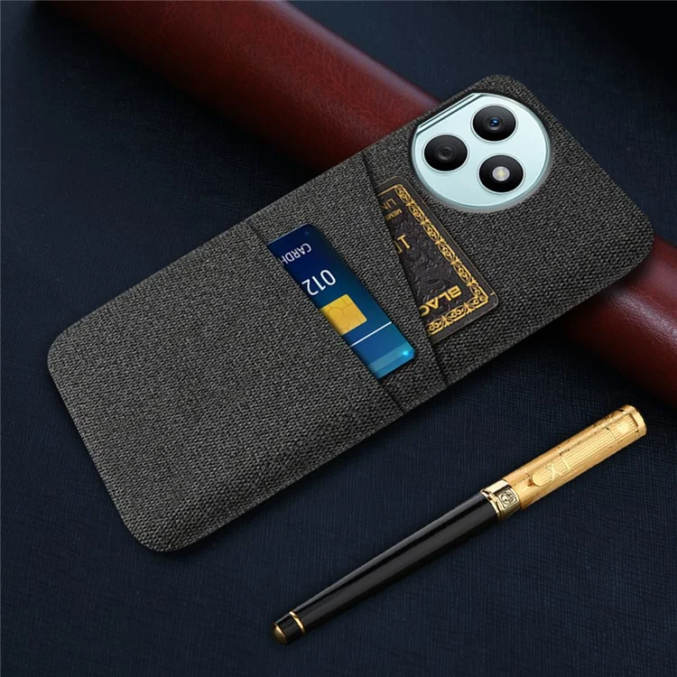 For Honor X50i+ 5G Funda de Teléfono a Prueba de Golpes con Ranuras para Tarjetas Textura de Tela Funda de Teléfono de PC - Negro
