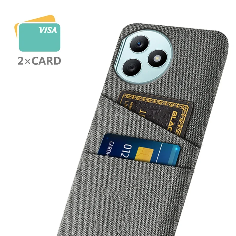 For Honor X50i+ 5G Shockproof Phone Case Card Slots Cloth Texture PC Phone Cover - Grey