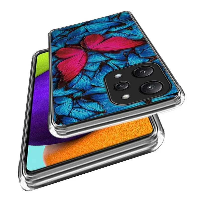For Xiaomi Redmi 12 5G (Global) / Poco M6 Pro 5G Case Pattern Printing TPU Phone Cover - Red Butterfly