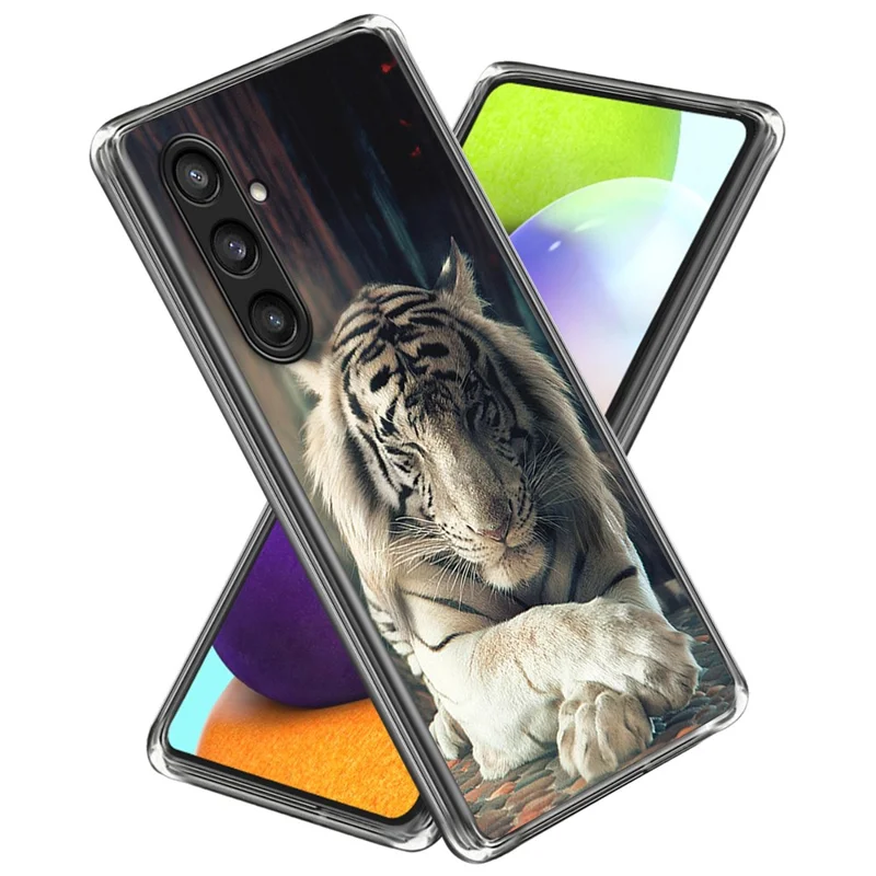 For Samsung Galaxy S23 FE Phone Cover Soft TPU Case with Pattern Printing - White Tiger
