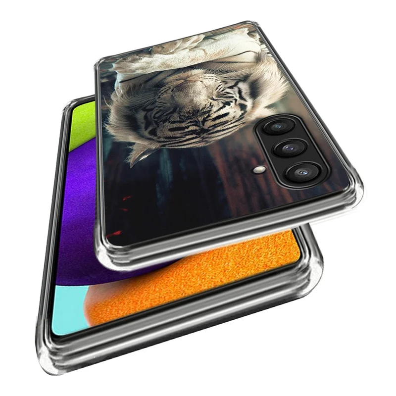 For Samsung Galaxy S23 FE Phone Cover Soft TPU Case with Pattern Printing - White Tiger