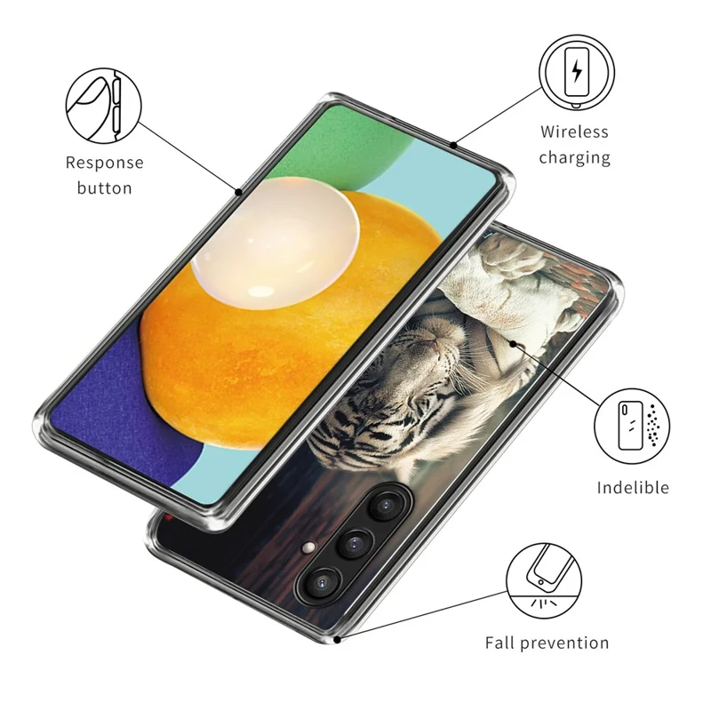 For Samsung Galaxy S23 FE Phone Cover Soft TPU Case with Pattern Printing - White Tiger