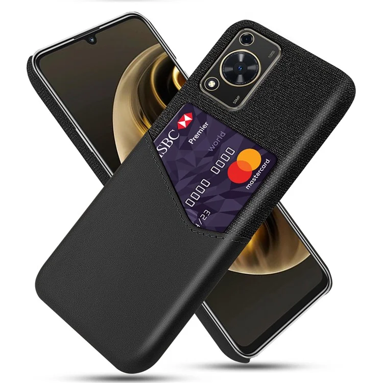 Per Huawei Enjoy 70 4G / nova Y72 4G Custodia per telefono con slot per schede Texture in tessuto Pelle + Custodia PC - Nero
