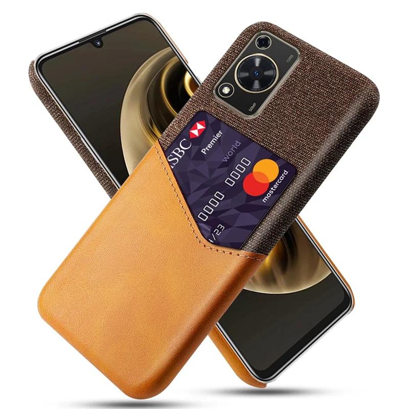 For Huawei Enjoy 70 4G / nova Y72 4G Phone Case with Card Slot Cloth Texture Leather + PC Cover - Orange