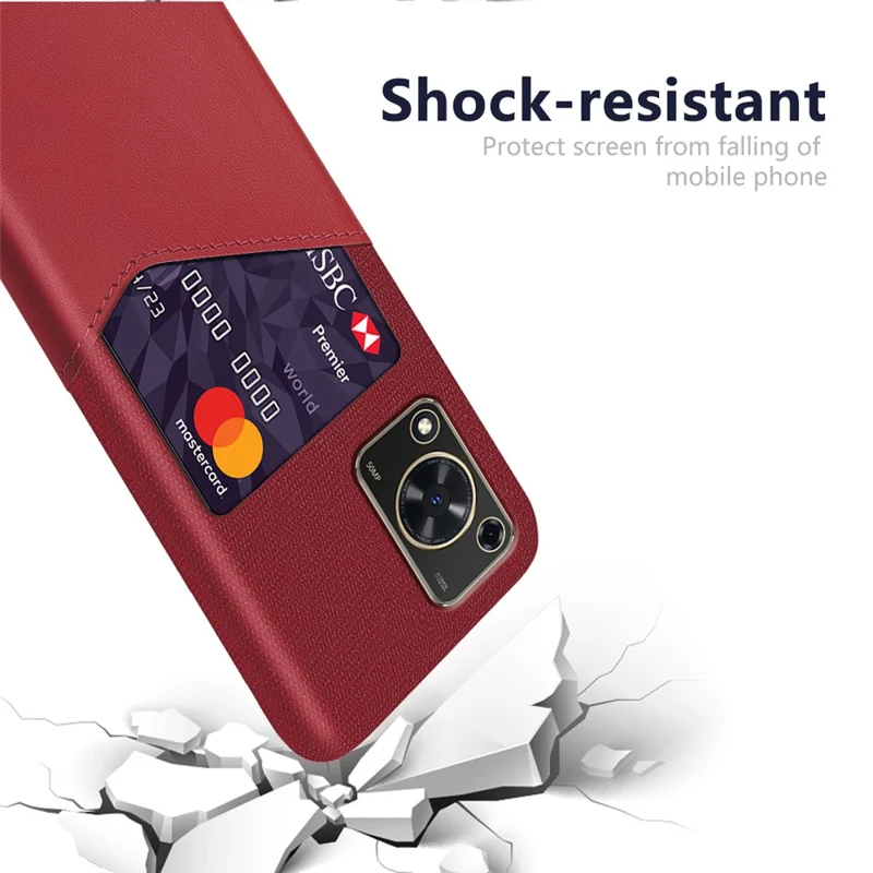 Per Huawei Enjoy 70 4G / nova Y72 4G Custodia per Cellulare con Slot per Schede Texture in Tessuto Pelle + Copertura PC - Rosso