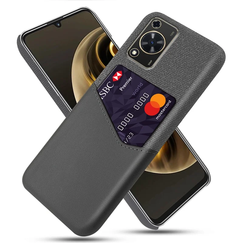 For Huawei Enjoy 70 4G / nova Y72 4G Phone Case with Card Slot Cloth Texture Leather + PC Cover - Grey
