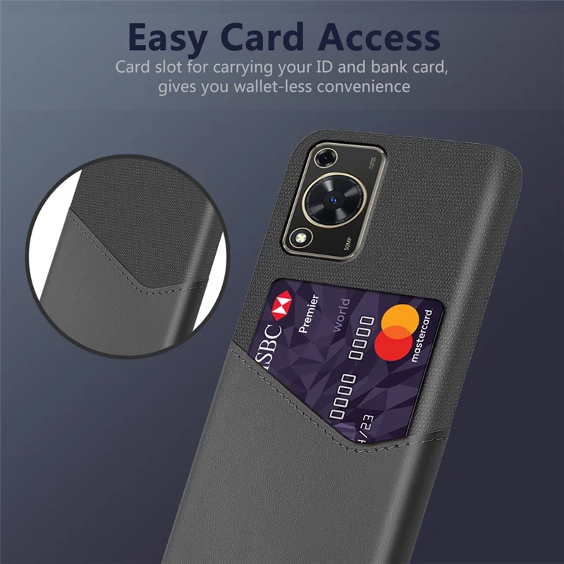 For Huawei Enjoy 70 4G / nova Y72 4G Phone Case with Card Slot Cloth Texture Leather + PC Cover - Grey