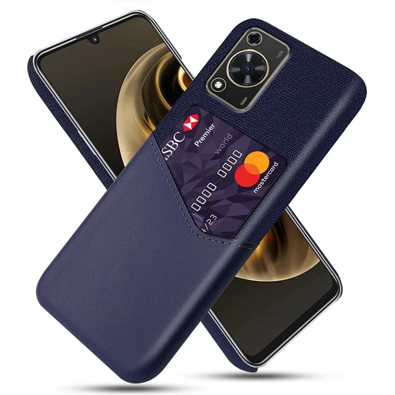 For Huawei Enjoy 70 4G / nova Y72 4G Phone Case with Card Slot Cloth Texture Leather + PC Cover - Blue