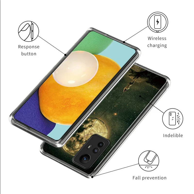 For Xiaomi Redmi Note 12S 4G Pattern Printing TPU Case Slim Phone Cover - Moon