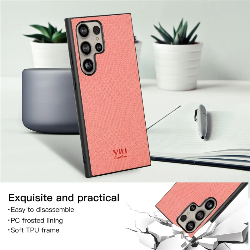 VILI TH Series Pour Samsung Galaxy S24 Ultra Shockproof Hover Protective Phone Case - Rose