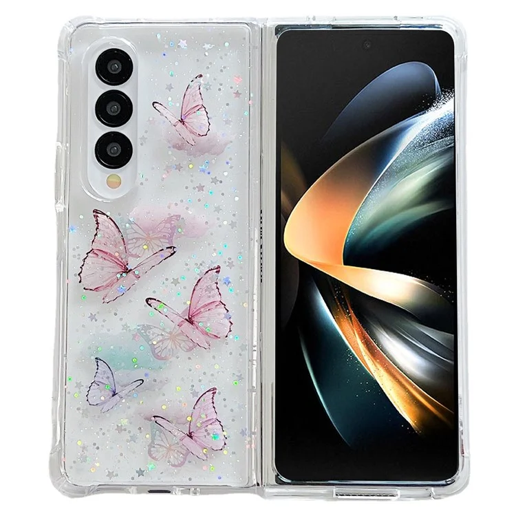 Funda para teléfono Samsung Galaxy Z Fold4 5G Epoxy Butterfly Folding Cover - Pink