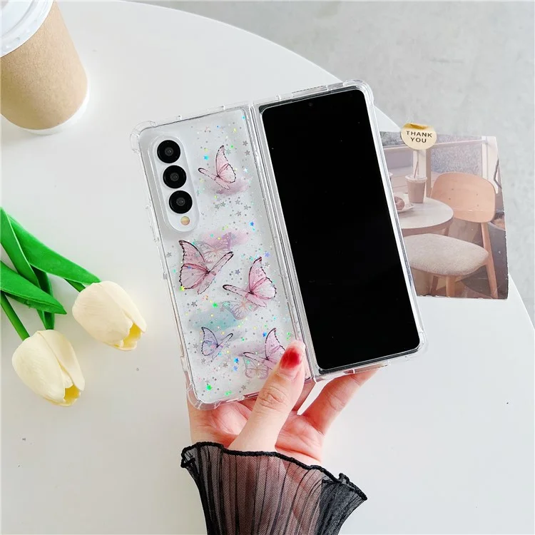 Funda para teléfono Samsung Galaxy Z Fold4 5G Epoxy Butterfly Folding Cover - Pink