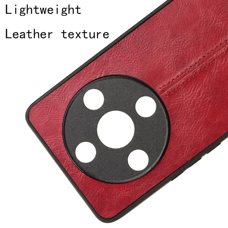 For Honor X9b 5G / Magic6 Lite 5G Cell Phone Case Leather Coated TPU+PC Shell with Stitching Line Design - Red